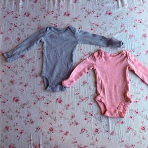 Carter's Gray and Pink Striped Bodysuits